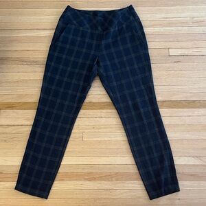 Navy Blue and greenish grey plaid trousers